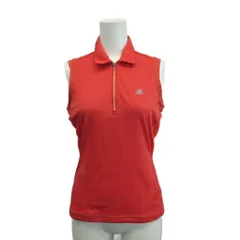 アディダス adidas ポロシャツ S 赤 レッド ノースリーブ 襟付き ハーフジップ /NP ■ECA003
