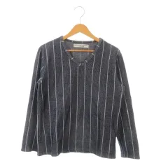 キャサリンハムネットロンドン KATHARINE HAMNETT LONDON ニット セーター L 紺 ネイビー ストライプ柄 Vネック 長袖 /MN33 ■ECA003のサムネイル