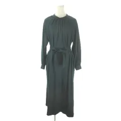 クミキョク 組曲 KUMIKYOKU ワンピース ウール 5 緑 グリーン 長袖 ラウンドネック ウエストベルト /AO18 ■ECA003