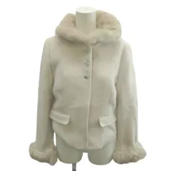 ミッシュマッシュ MISCH MASCH コート ウール 38 白 ホワイト 長袖 ファー襟 ファー袖口 ラビット /KT ■ECA003