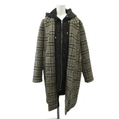 ザラ ZARA チェスターコート ウール M 黒 ブラック ベージュ チェック柄 フード付き 長袖 /KW ■ECA003