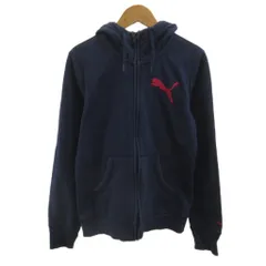 プーマ PUMA パーカー スウェット 裏起毛 上着 L ネイビー 紺 ロゴ刺繍 フルジップ 長袖 /PP ■ECA003