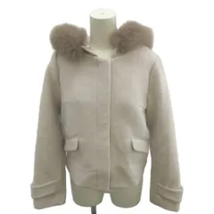 ミッシュマッシュ MISCH MASCH コート ウール 36 オフホワイト フード付き ファー付き フォックス 長袖 /KT ■ECA003