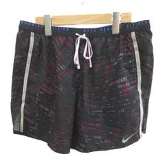 ナイキ NIKE パンツ ランニングウェア XL 黒 ブラック 総柄 ショート丈 サイドライン /MD ■ECB002