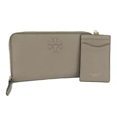 TORY BURCH ティア レザー アコーディオン ジップ アラウンド ウォレット ラウンドファスナー長財布 グレージュ