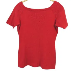 ミスクロエ miss chloe 半袖 ニット 40 赤系 レッド 無地 深め ラウンドネック シルク混