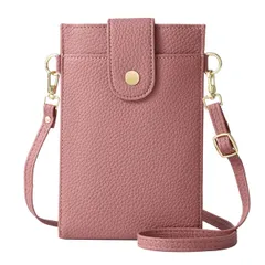 スマホショルダー スマホポーチ レディース ショルダーバッグ スマホポシェット 携帯ポーチ 斜めがけ 縦型 シンプル 可愛い (PINK) [ピンク]