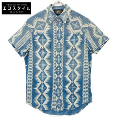 RRL ダブルアールエル ｲﾝﾃﾞｨｺﾞ ﾈｲﾃｨﾌﾞ柄 ｺﾝﾁｮﾎﾞﾀﾝ ｳｴｽﾀﾝｼｬﾂ XS