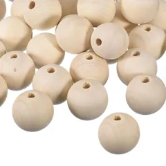 uxcell 30個 ウッドビーズ 直径40mm x 10mm 天然木スペーサービーズ 大きな穴のない丸い木製ビーズ DIYクラフトや宝石作りに最適なアイテム