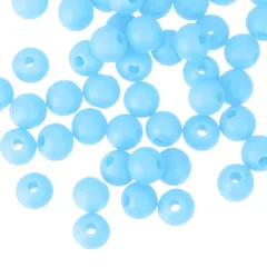 uxcell 50個入りの6mmシリコンビーズ ラウンドルーズゴムビーズ DIYキーホルダーペンブレスレット宝石作り用（レイクブルー）
