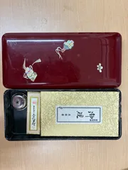 【未使用】書道具セット 蒔絵 硯箱 & 古梅園 高級墨 御花墨 & 秀陽堂 御硯 硯石 伝統工芸