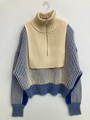 URBAN RESERCH アーバンリサーチ ニット/セーター One ブルー ニット ストライプ柄 ミドル丈 長袖 タートルネック/ハイネック