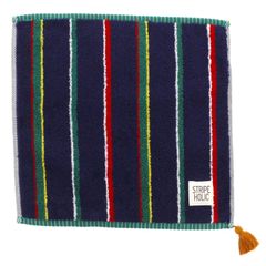 【数量限定】STRIPE ハンカチ HOLIC 今治タオル 日本製 ネイビー 田中産業 約25×25cm