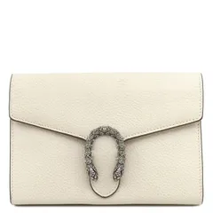 グッチ GUCCI チェーンウォレット ディオニュソス ミニ チェーンバッグ レザー メタル ホワイト シルバー金具 白 タイガーヘッド クラッチ  401231 【保存袋】【中古】