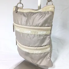 【希少/ベタつきなし】レスポートサック ショルダーバッグ ベージュ 3段ポケット 逸品 LeSportsac 軽量 斜め掛け