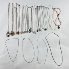 ★ シルバーアクセサリー シルバーネックレス アソート 29本 まとめ 4本チェーン切れ含む ネックレス オープンハート スター 銀 総重量139g 現状品