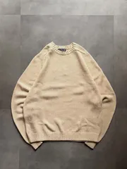 LANDS’ END クルーネック ニット セーター M 10-12 ベージュ 日本製