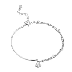 ブレスレット レディース アシンメトリー ボールチェーン シルバー 二連 重ね付け 一粒 スターモチーフ 