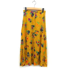 ザラ トラファルック ZARA Trafaluc フロントボタン フレア スカート ロング 花柄 XS 黄 イエロー /NT27