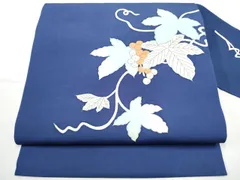 平和屋着物●塩瀬　九寸名古屋帯　葡萄蔦の葉文　金糸　正絹　逸品　CABE4489hy