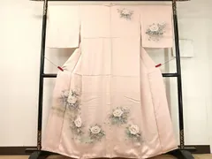 平和屋着物▼訪問着　手描き　牡丹　暈し染め　金銀彩　正絹　逸品　CABF0416vp