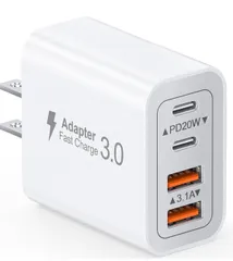 【40W急速充電✨4ポート】USB-C PD20W対応 充電器 iPhone/Android対応 高速充電アダプター コンパクト 軽量