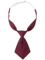 Elerevyo 女性用 結び目あり ショートネクタイ 無地 制服 学校用 小さなネクタイ ブルゴーニュ One Size