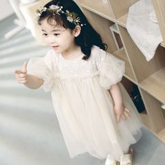 키즈 드레스 튤 원피스 아기 소녀 아이 옷 포멀 紗裙 결혼식 七五三 A 라인 튤 소매 발표회 드레스 품위 공주 파티 키즈 댄스 레이스