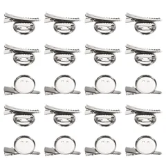 uxcell 20個セット シルバーブローチ用ベース丸型トレー（ワニクリップ＆ピン付き） メタル製ブローチ留め具 コサージュ・IDバッジ・ネームカード・タグ用DIYクラフト材料（24mm/0.9インチ）