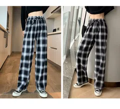 チェックパンツ レディース 秋冬 冬 ボトムス ワイドパンツ ドロストパンツ ウエストゴム イージーパンツ ゆったり おしゃれ 裏起毛 柄 新作 コーデ