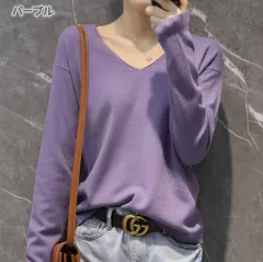 ニットセーター レディース 薄手ニット Vネックス トップス カットソー 秋服