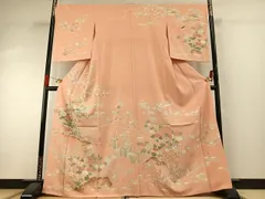 平和屋着物●訪問着　友禅　駒刺繍　御所車花文　暈し染め　金彩　正絹　逸品　AABG4810fy