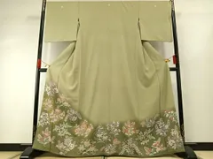 平和屋着物●豪華色留袖　友禅　駒刺繍　草花文　暈し染め　金彩　正絹　逸品　AABG4811fy