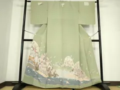 平和屋着物●豪華色留袖　友禅　作家物　鶴に若松葉　正絹　逸品　DABA4121az 平和屋着物○本加賀友禅作家 勝野緑峯 色留袖 群鶴樹林文 正絹 逸品