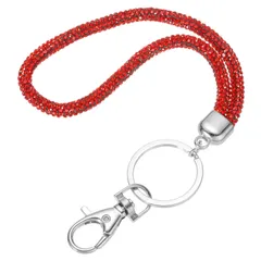 uxcell スマホストラップ 輝く水晶 携帯ストラップ 30cm(11.8インチ) 携帯電話用水晶ラニヤード キーリング付き 落下防止 吊下げひも きらきら光るブレスレット 女性用 バッグ チェーン IDカード スマホ用紐 レッド