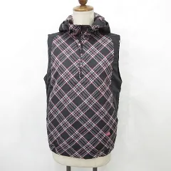 アディダス adidas ゴルフ スポーツウェア ベスト 中綿 ハーフジップ フード チェック 無地 ブラック ピンク ホワイト 黒 L