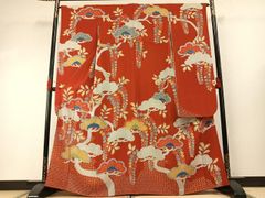 朱赤地 扇面花文様 色打掛 429 - メルカリ