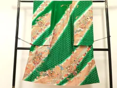 平和屋着物[]七五三　女の子　７歳　祝着　四つ身　鞠鳳凰花文　暈し染め　金彩　逸品　DABC5196ma