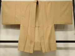 平和屋着物＃男性　長羽織　紬地　単衣　霞文　蜂蜜色　正絹　逸品　CABE5326in