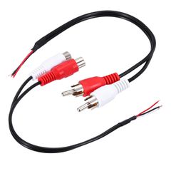 uxcell 2pcs 8-inch Open RCA 2 Female 2 Male Plug Jack Connector Adapter, Bare Wire Open End Audio Video RCA Cable, for Amplifier Speaker Wire