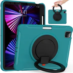 【フォロー割】用 第4/3/2/1世代 カバー 11 リング付き Pro 衝撃吸収 ケースiPad 軽い 対応 頑丈 対応 360°回転スタンド 2022/2020 多方向 第4・5世代 ハンドル付 ケースAir カバー (M3/2025新型，M2/2024年