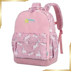 【新品】 VASCHY 可愛い リュック 子供 キッズ バックパック 女の子 男の子 2-7歳 幼稚園 通園 保育園 低学年 通学 ディパック チェストベルト付き 2サイズ ピンク ユニコンー 0
