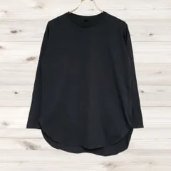 A1475 ユニクロ UNIQLO Tシャツ 長袖 ロンT(M) 黒 無地 綿 Uネック ノーカラー
