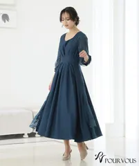 PourVous ドレス パーティドレス モスグリーン系 オケージョン フォーマルドレス 結婚式 二次会 食事会 お呼ばれ M