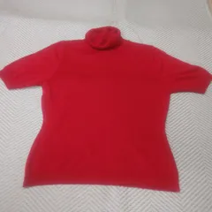 イタリア製 メリノウール混 タートルネック ニット セーター 赤 レディース M