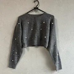 GRL ビジューパールニットショート丈カーディガン