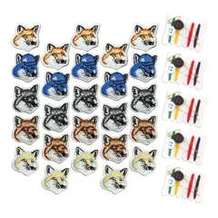 【数量限定】ワッペン アイロン接着 ソーイングセット付属 キツネ 5種 合計25枚セット