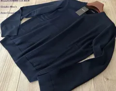 新品訳有り COMME CA MEN コムサメン 「FILIVIVI」天竺Vネックニット 09ネイビー Mサイズ 34KM15 定価15,400円のサムネイル