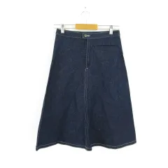 ユニクロ UNIQLO U デニムスカート ミディ丈 フレア 紺 64 *T126