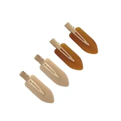 EZ PEACH 跡がつかない 前髪クリップ べっ甲風 4個入 あとがつかない 前髪 ヘアクリップ 跡クセつかない前髪クリップ メイク ヘアアレンジ べっ甲 跡がつかないピン (A)